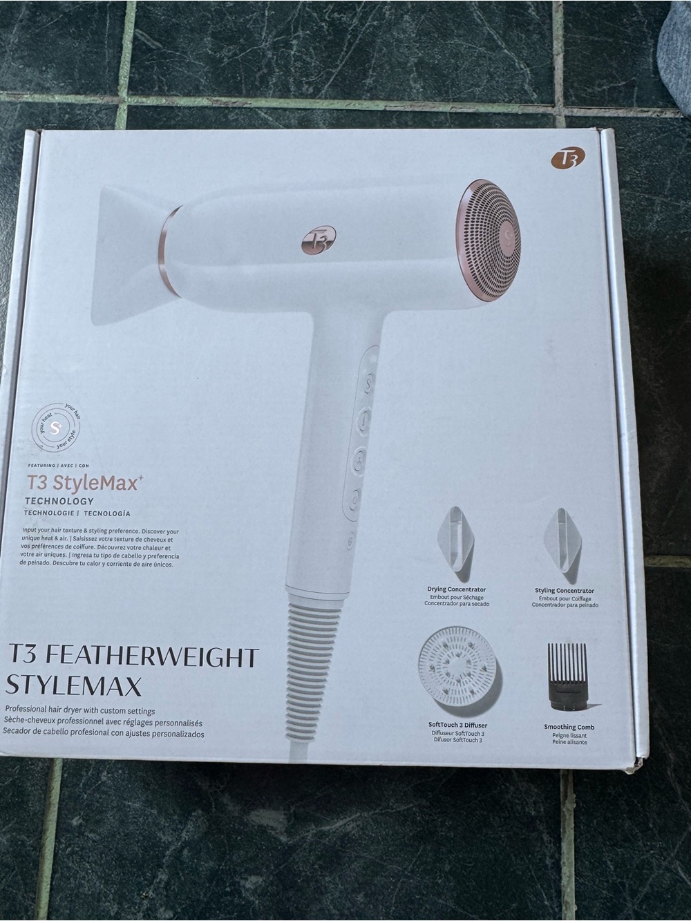 T3 Hair Dryer in White with Rose Gold Accents